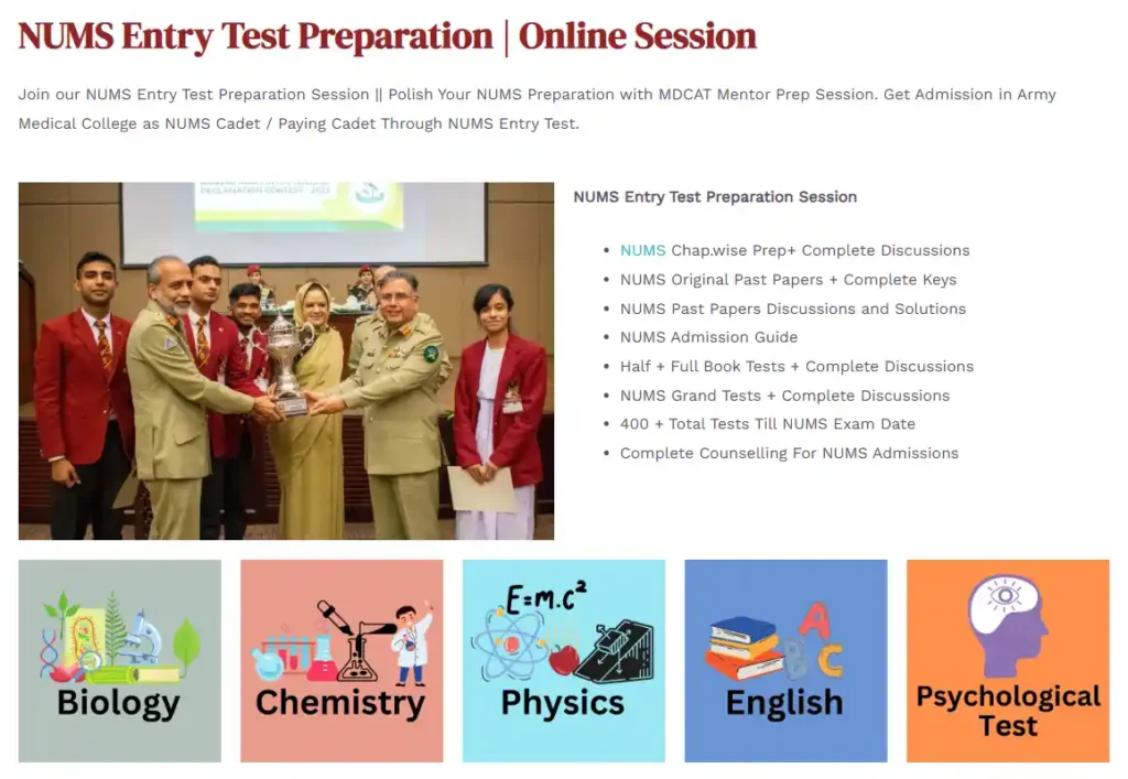 NUMS Entry Test Preparations