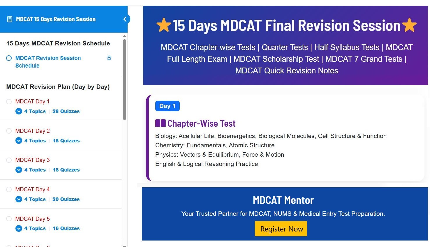 MDCAT 15 days Revision Session